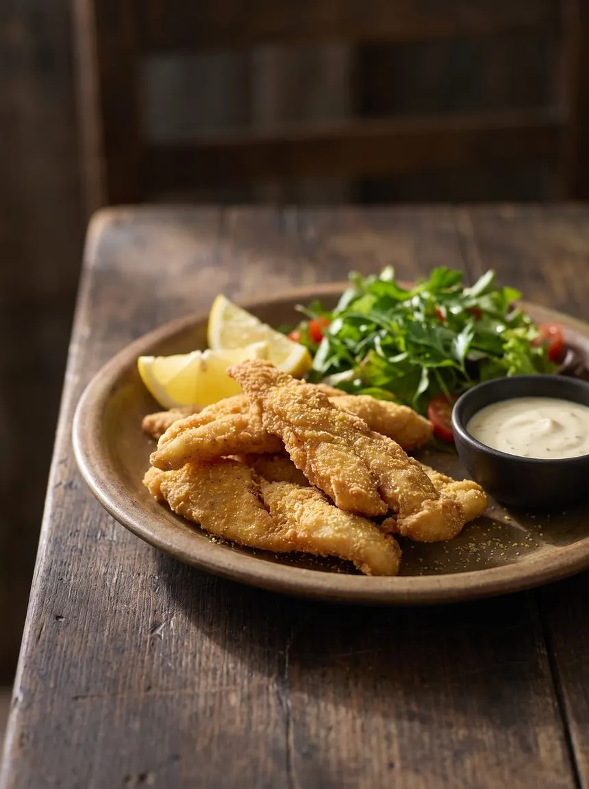 Corvina frita dourada com limão